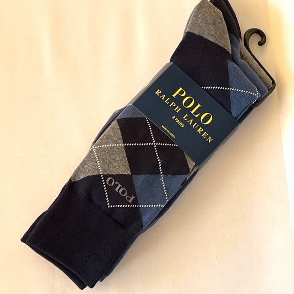 Polo Ralph Lauren Men's Dress Crew Socks 3 Pairs Set NWT New ZP899846PKN NAVBL - Picture 2 of 13